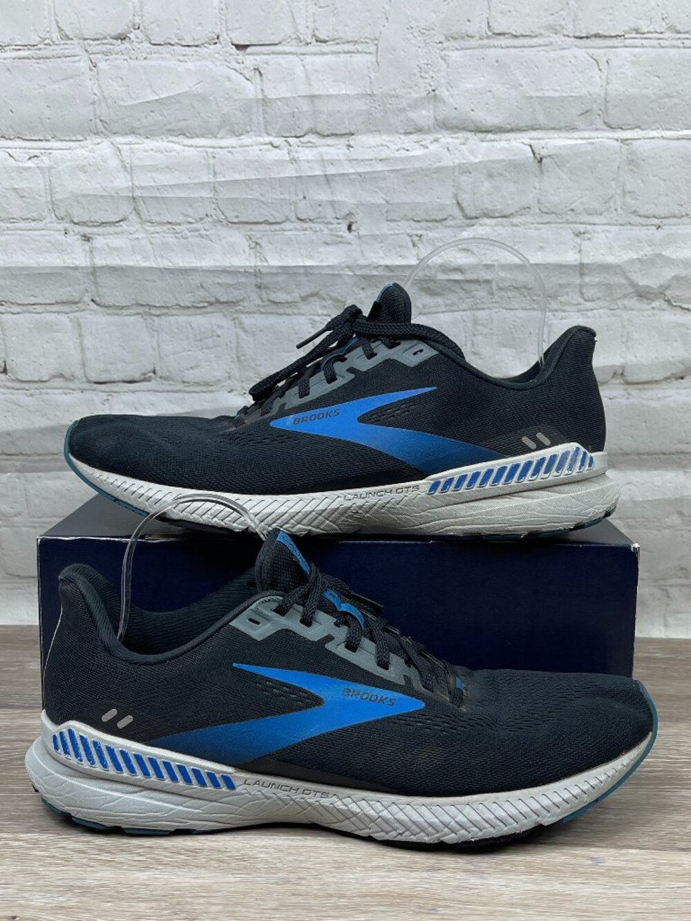 Brooks Launch GTS 8 Running Shoes Mens Size 11.5 Black Blue 1103581D018 Sneakers